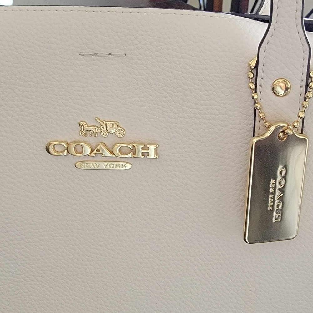 COACH TOWN TOTE LEATHER WITH SIGNATURE CANVAS INTE